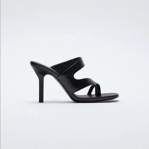 ZARA Asymmetric Leather Heeled Sandals